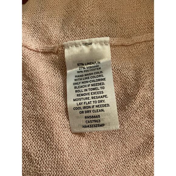 Halogen Open Front Knit Cardigan Sweater XXS Petite Pink Chintz NWT Linen Blend - Picture 5 of 5
